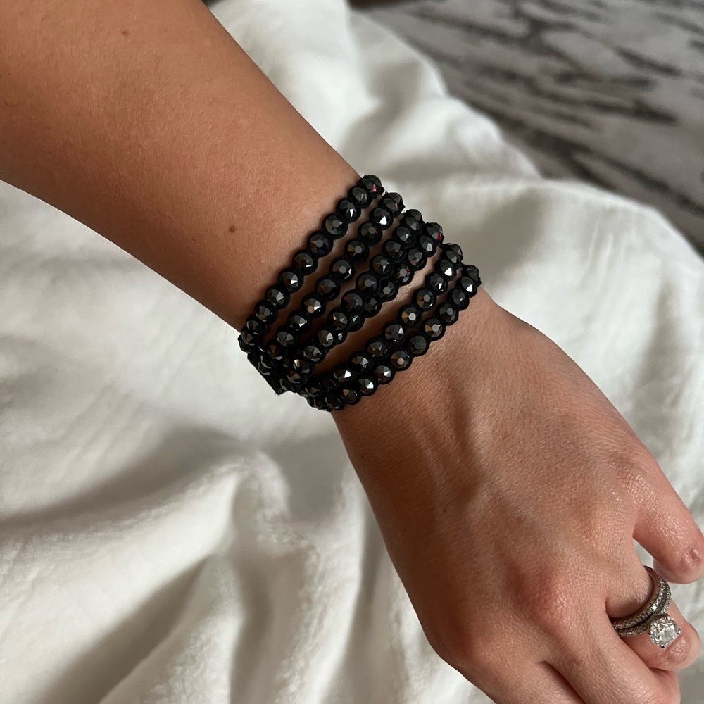 Swarovski Crystal Power Collection Leather Bracelet Choker BLACK